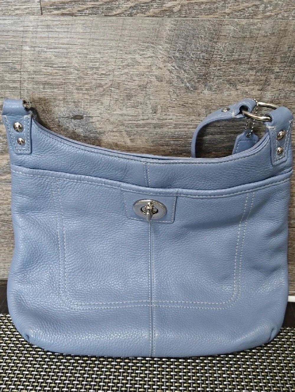 Rare, Vintage Coach Cornflower Blue Leather Crossbody Shoulder Bag
